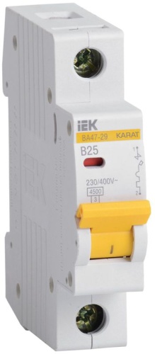 Выключатель автоматический модульный 1п B 25А 4.5кА ВА47-29 KARAT IEK MVA20-1-025-B фото 6