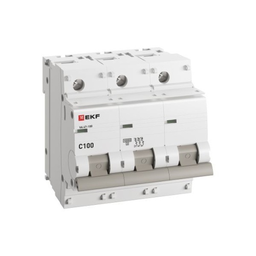 Выключатель автоматический модульный 3п C 100А 10кА ВА 47-100 PROxima EKF mcb47100-3-100C-pro фото 2