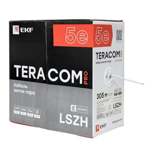 Кабель витая пара U/UTP кат.5E 4 пары 24 AWG solid LSZH нг(А)-HF сер. (м) TERACOM PRO EKF TRP-5EUTP-04LSH-GY-IN3 фото 4