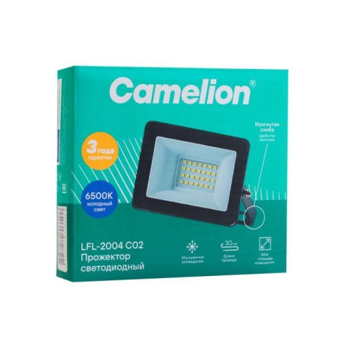 Прожектор светодиодный LFL-2004 C02 LED SMD 20Вт IP65 6500К 2000лм 230В 113х102х24 черн. Camelion 16330 фото 5