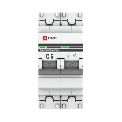 Выключатель автоматический модульный 2п C 6А 4.5кА ВА 47-63 PROxima EKF mcb4763-2-06C-pro фото 5