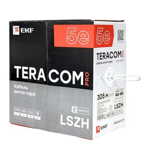 Кабель витая пара U/UTP кат.5E 4 пары 24 AWG solid LSZH нг(А)-HF сер. (м) TERACOM PRO EKF TRP-5EUTP-04LSH-GY-IN3 фото 5