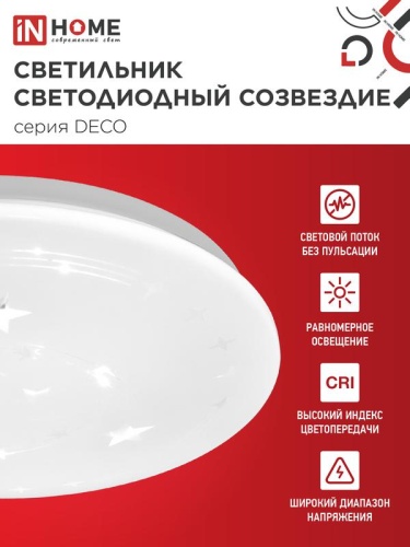 Светильник светодиодный DECO СОЗВЕЗДИЕ 18Вт 6500К 1620лм 230В 260х55мм IN HOME 4690612022239 фото 3