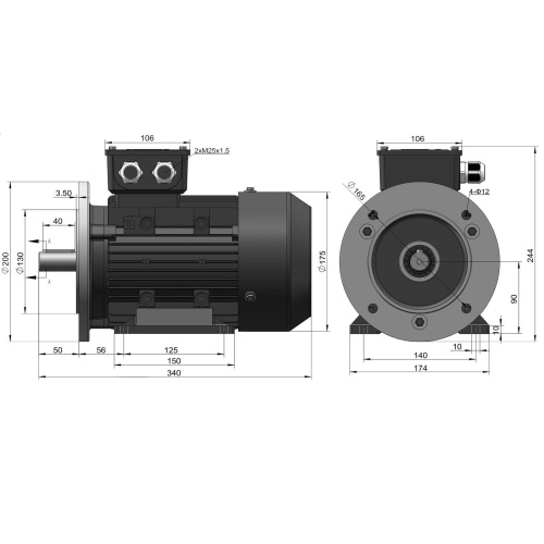Эл.двигатель ESQ PR 90 L4 GST-Б1-S12-IE2 2.2/1500 IM 2081