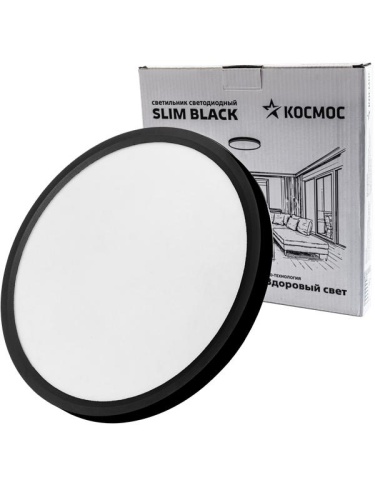 Светильник светодиодный SLIM BLACK 28Вт 4500К IP40 2398лм 230В 300х25мм КОСМОС KSlim28w_B4500K