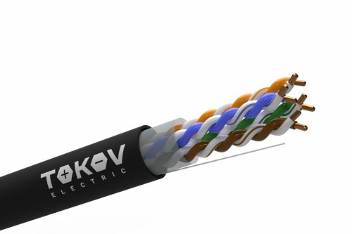 Кабель витая пара U/UTP 4х2х24AWG(0.48мм) кат.5E PE outdoor Fluke tested 305м (м) TOKOV ELECTRIC TKE-C05-U/UTP-42-5E-305-OD фото 2