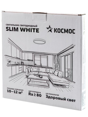Светильник светодиодный SLIM WHITE 24Вт 4500К IP40 1620лм 230В 230х25мм КОСМОС KSlim24w_W4500K фото 3