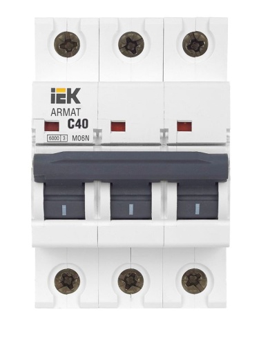 Выключатель автоматический модульный 3п C 40А M06N ARMAT IEK AR-M06N-3-C040 фото 5