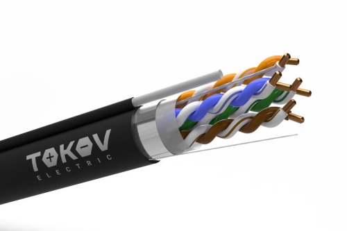 Кабель витая пара F/UTP 4х2х24AWG(0.51мм) + трос кат.5E PE outdoor Fluke tested 305м (м) PRO TOKOV ELECTRIC TKP-C05-F42-5E-305-ODC фото 2