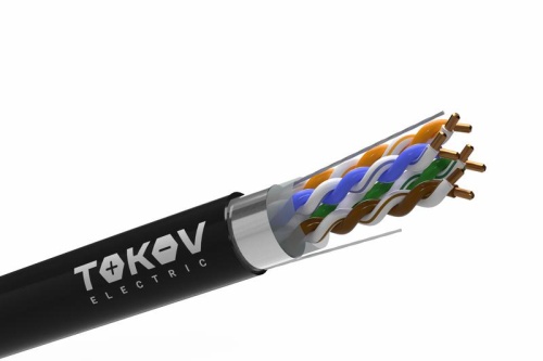 Кабель витая пара F/UTP 4х2х24AWG(0.48мм) кат.5E PE outdoor Fluke tested 305м (м) TOKOV ELECTRIC TKE-C05-F/UTP-42-5E-305-OD фото 2