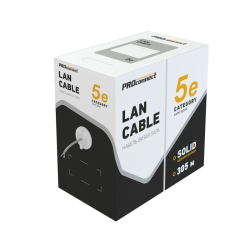 Кабель витая пара U/UTP кат.5E 4х2х24AWG медь сер. (м) PROCONNECT 01-0052 фото 2