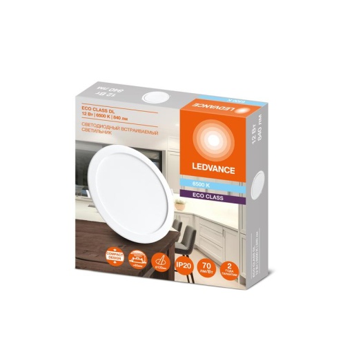 Светильник светодиодный Downlight DL 865 12Вт 6500К IP20 840лм ДВО встраив. даунлайт круглый бел. LEDVANCE 4607194235537 фото 2