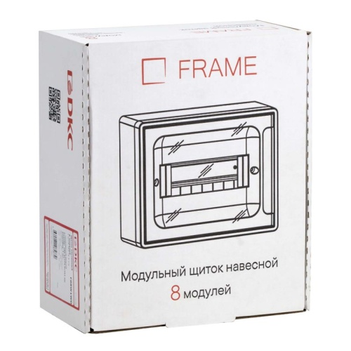 Щиток настенный Фрейм (FRAME) ЩРн-п-8 8 мод. с тонированной дверцей с 2 шинами PEN на 6 и 8 отверст. бел. DKC F08W1WD фото 5