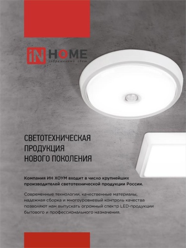 Светильник светодиодный СПБ-2-КРУГ 20Вт 4000К 1400лм 230В 250мм бел. IN HOME 4690612020655 фото 6