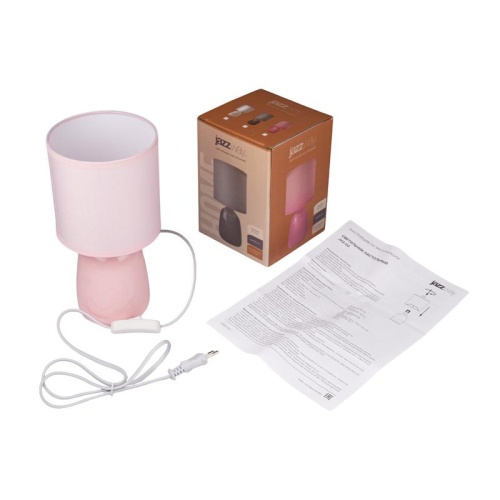 Светильник настольный JH2-02-pk E14 IP20 130х130х255мм керамика; ткань; PVC-пластик роз. JazzWay 5062337 фото 5