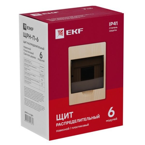 Щит ЩРН-П-6 IP41 светлое дерево PROxima EKF pb40-n-6-light фото 4