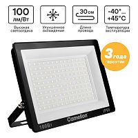 Прожектор светодиодный LFL-10004 C02 LED SMD 100Вт IP65 6500К 10000лм 230В 245х233.5Х31 черн. Camelion 16333