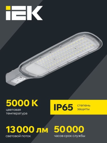 Светильник светодиодный ДКУ 1012-100Ш 5000К IP65 уличный консольный сер. IEK LDKU1-1012-100-5000-K03 фото 2