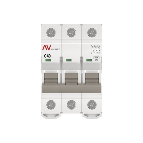 Выключатель автоматический модульный 3п C 40А 6кА AV-6 AVERES EKF mcb6-3-40C-av фото 3