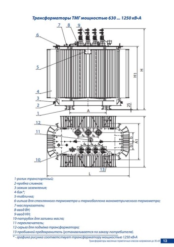 Трансформатор ТМГ 630/6/0.4 У/Ун-0 УХЛ1 Минский ЭТЗ фото 2