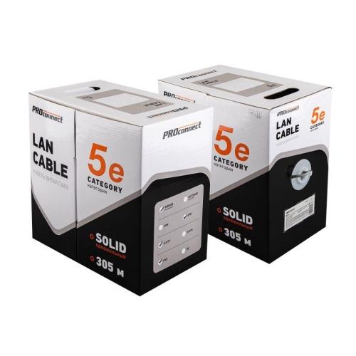 Кабель витая пара U/UTP кат.5E 4х2х24AWG solid CCA PVC сер. (м) PROCONNECT 01-0043-3 фото 6