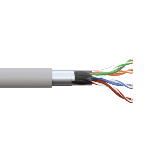Кабель витая пара F/UTP кат.5E 4 пары 24 AWG solid PVC сер. (м) TERACOM PRO EKF TRP-5EFTP-04PVC-GY-IN3 фото 2