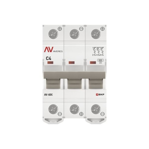 Выключатель автоматический модульный 3п C 4А 6кА AV-6 AVERES EKF mcb6-DC-3-04C-av фото 4