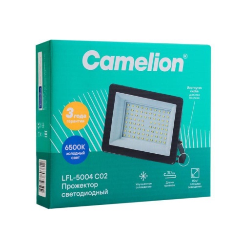 Прожектор светодиодный LFL-5004 C02 LED SMD 50Вт IP65 6500К 5000лм 230В 153х136х30 черн. Camelion 16332 фото 5
