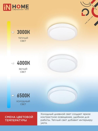 Светильник светодиодный COMFORT SAPHIR 125Вт 3000-6500К 10000лм 230В 500х115мм с пультом ДУ IN HOME 4690612059549 фото 5