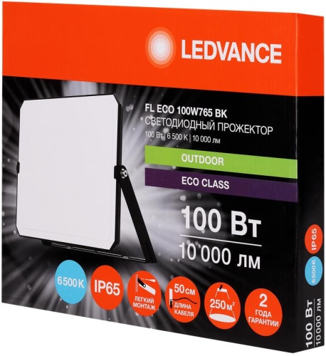 Прожектор светодиодный СДО FL ECO 100W 765 G4 уличный матов. стекло алюм. черн. LEDVANCE 4099854400179 фото 4